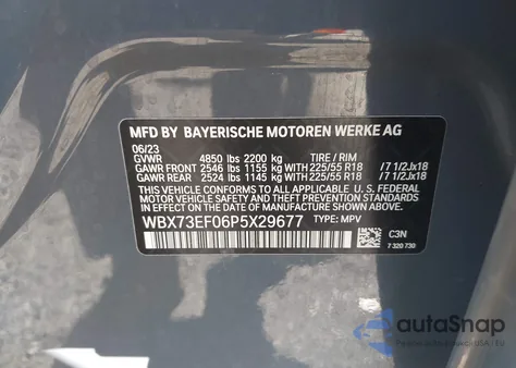 2023 BMW X1 xDrive28I z USA, uszkodzony, nr VIN WBX73EF06P5X29677